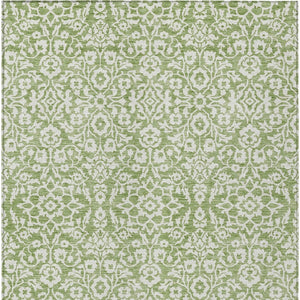 Homeroots 3' Beige And Ivory Damask Washable Indoor Outdoor Area Rug - Stylish, Durable, And Easy To Clean 9' X 12' Polyester 595143