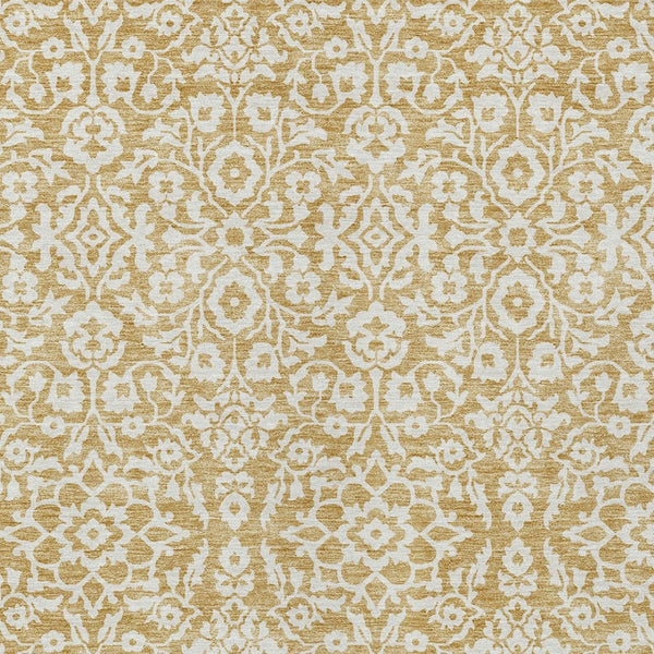Homeroots 3' Beige And Ivory Damask Washable Indoor Outdoor Area Rug - Stylish, Durable, And Easy To Clean 3' X 5' Polyester 595145