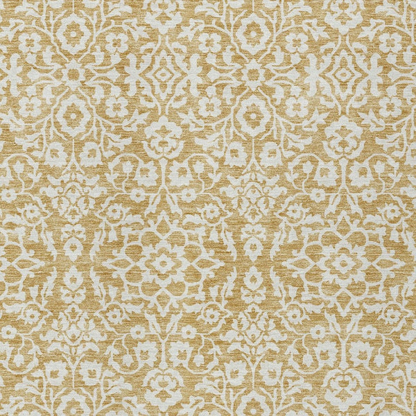 Homeroots 3' Beige And Ivory Damask Washable Indoor Outdoor Area Rug - Stylish, Durable, And Easy To Clean 5' X 8' Polyester 595146