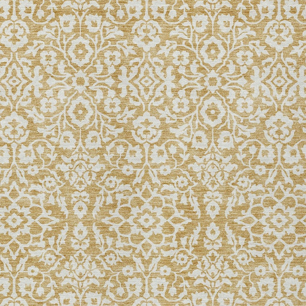 Homeroots 3' Beige And Ivory Damask Washable Indoor Outdoor Area Rug - Stylish, Durable, And Easy To Clean 8' X 10' Polyester 595148