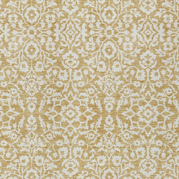Homeroots 3' Beige And Ivory Damask Washable Indoor Outdoor Area Rug - Stylish, Durable, And Easy To Clean 10' X 14' Polyester 595150