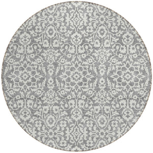 Homeroots 3' Beige And Ivory Damask Washable Indoor Outdoor Area Rug - Stylish, Durable, And Easy To Clean 8' Round Polyester 595153