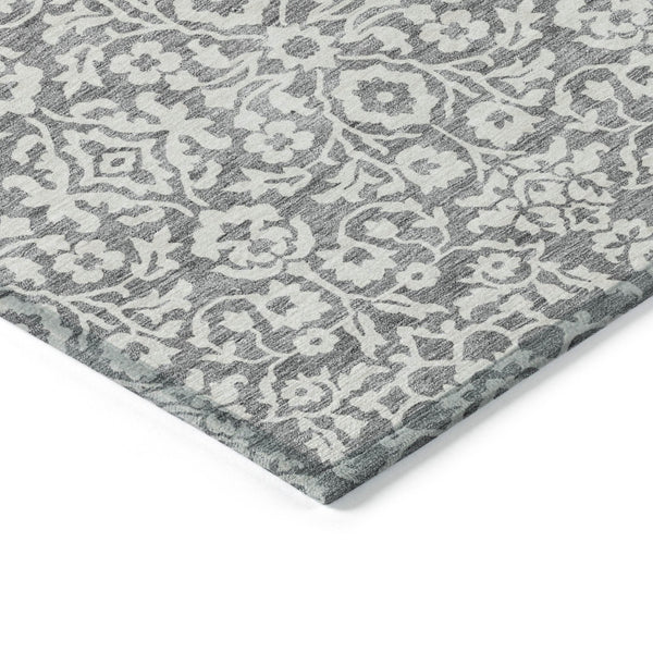 Homeroots 3' Beige And Ivory Damask Washable Indoor Outdoor Area Rug - Stylish, Durable, And Easy To Clean 9' X 12' Polyester 595155