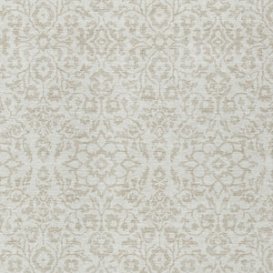 Homeroots 3' Beige And Ivory Damask Washable Indoor Outdoor Area Rug - Stylish, Durable, And Easy To Clean 5' X 8' Polyester 595158