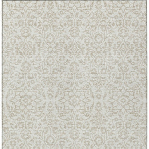 Homeroots 3' Beige And Ivory Damask Washable Indoor Outdoor Area Rug - Stylish, Durable, And Easy To Clean 8' X 10' Polyester 595160