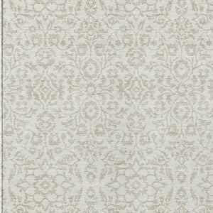 Homeroots 3' Beige And Ivory Damask Washable Indoor Outdoor Area Rug - Stylish, Durable, And Easy To Clean 9' X 12' Polyester 595161