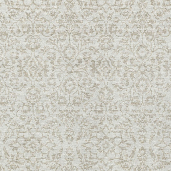 Homeroots 3' Beige And Ivory Damask Washable Indoor Outdoor Area Rug - Stylish, Durable, And Easy To Clean 10' X 14' Polyester 595162