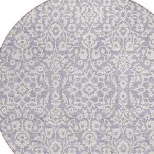 Homeroots 3' Beige And Ivory Damask Washable Indoor Outdoor Area Rug - Stylish, Durable, And Easy To Clean 8' Round Polyester 595165