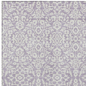 Homeroots 3' Beige And Ivory Damask Washable Indoor Outdoor Area Rug - Stylish, Durable, And Easy To Clean 8' X 10' Polyester 595166