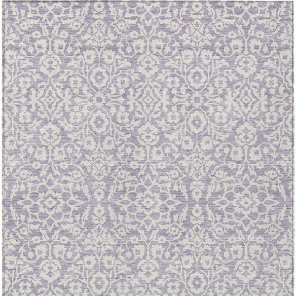 Homeroots 3' Beige And Ivory Damask Washable Indoor Outdoor Area Rug - Stylish, Durable, And Easy To Clean 9' X 12' Polyester 595167