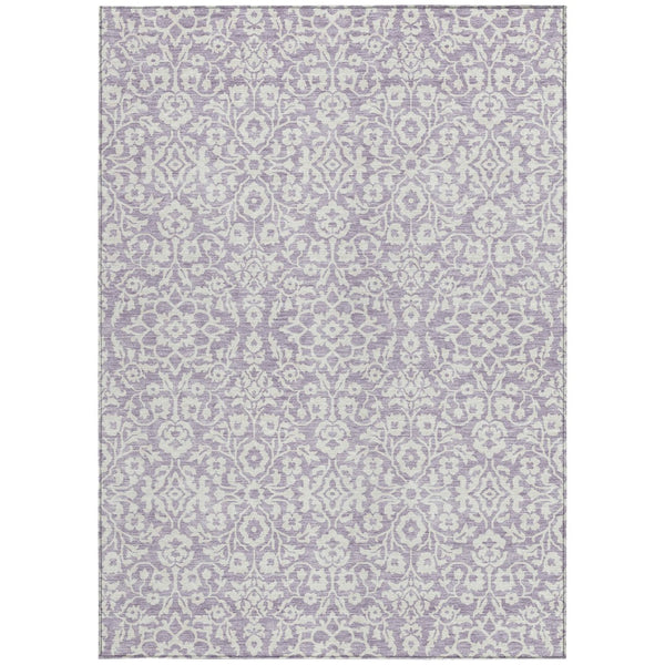 Homeroots 3' Beige And Ivory Damask Washable Indoor Outdoor Area Rug - Stylish, Durable, And Easy To Clean 10' X 14' Polyester 595168