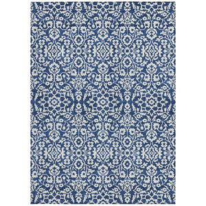 Homeroots 3' Beige And Ivory Damask Washable Indoor Outdoor Area Rug - Stylish, Durable, And Easy To Clean 8' X 10' Polyester 595172