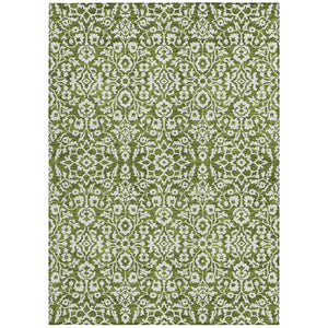 Homeroots 3' Beige And Ivory Damask Washable Indoor Outdoor Area Rug - Stylish, Durable, And Easy To Clean 5' X 8' Polyester 595176