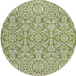 Homeroots 3' Beige And Ivory Damask Washable Indoor Outdoor Area Rug - Stylish, Durable, And Easy To Clean 8' Round Polyester 595177