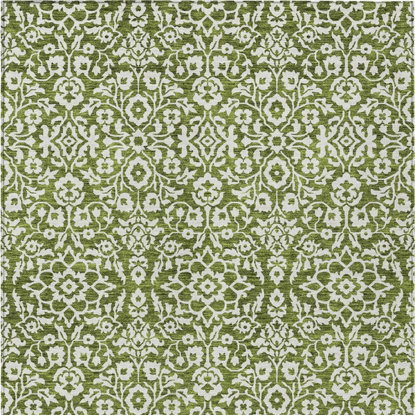 Homeroots 3' Beige And Ivory Damask Washable Indoor Outdoor Area Rug - Stylish, Durable, And Easy To Clean 10' X 14' Polyester 595180