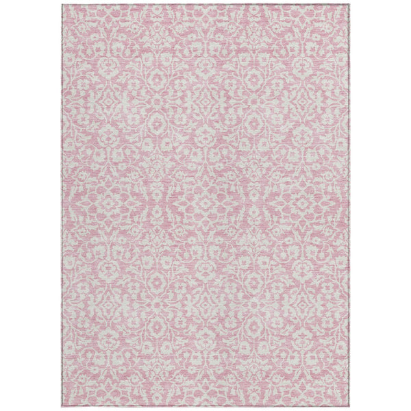 Homeroots 3' Beige And Ivory Damask Washable Indoor Outdoor Area Rug - Stylish, Durable, And Easy To Clean 3' X 5' Polyester 595181