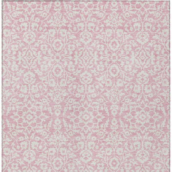 Homeroots 3' Beige And Ivory Damask Washable Indoor Outdoor Area Rug - Stylish, Durable, And Easy To Clean 8' X 10' Polyester 595184