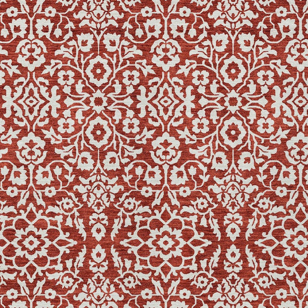 Homeroots 3' Beige And Ivory Damask Washable Indoor Outdoor Area Rug - Stylish, Durable, And Easy To Clean 8' X 10' Polyester 595190