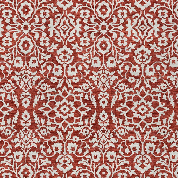 Homeroots 3' Beige And Ivory Damask Washable Indoor Outdoor Area Rug - Stylish, Durable, And Easy To Clean 10' X 14' Polyester 595192