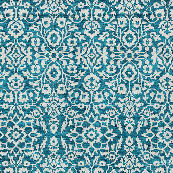 Homeroots 3' Beige And Ivory Damask Washable Indoor Outdoor Area Rug - Stylish, Durable, And Easy To Clean 9' X 12' Polyester 595197