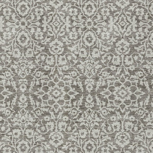 Homeroots 3' Beige And Ivory Damask Washable Indoor Outdoor Area Rug - Stylish, Durable, And Easy To Clean 8' X 10' Polyester 595202