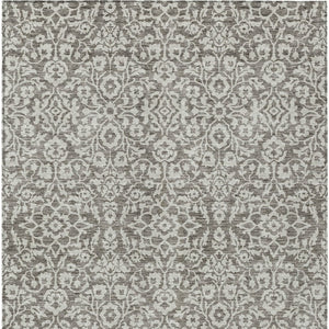 Homeroots 3' Beige And Ivory Damask Washable Indoor Outdoor Area Rug - Stylish, Durable, And Easy To Clean 9' X 12' Polyester 595203