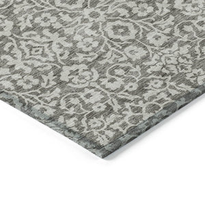 Homeroots 3' Beige And Ivory Damask Washable Indoor Outdoor Area Rug - Stylish, Durable, And Easy To Clean 10' X 14' Polyester 595204