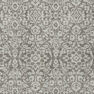 Homeroots 3' Beige And Ivory Damask Washable Indoor Outdoor Area Rug - Stylish, Durable, And Easy To Clean 10' X 14' Polyester 595204