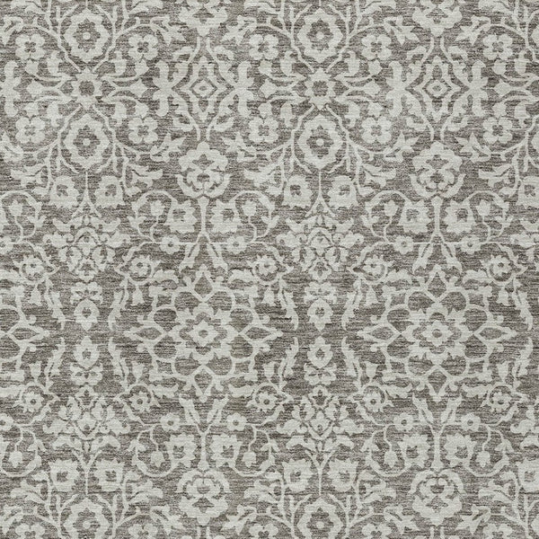 Homeroots 3' Beige And Ivory Damask Washable Indoor Outdoor Area Rug - Stylish, Durable, And Easy To Clean 10' X 14' Polyester 595204