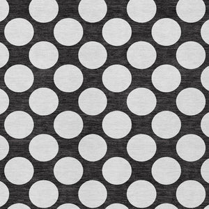 Homeroots 3' Black And Ivory Polka Dot Washable Area Rug For Home, Patio, Porch, And High Traffic Spaces 5' X 8' Polyester 595206
