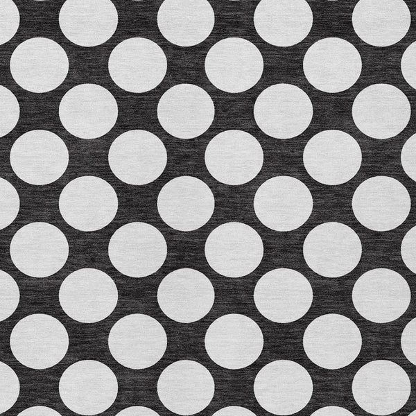 Homeroots 3' Black And Ivory Polka Dot Washable Area Rug For Home, Patio, Porch, And High Traffic Spaces 10' X 14' Polyester 595210