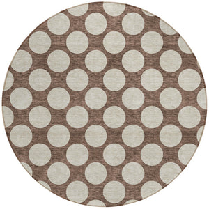 Homeroots 3' Black And Ivory Polka Dot Washable Area Rug For Home, Patio, Porch, And High Traffic Spaces 8' Round Polyester 595213