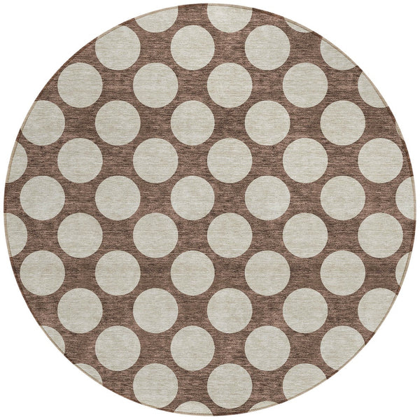 Homeroots 3' Black And Ivory Polka Dot Washable Area Rug For Home, Patio, Porch, And High Traffic Spaces 8' Round Polyester 595213