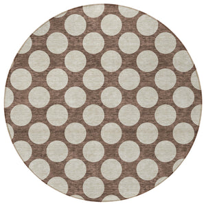 Homeroots 3' Black And Ivory Polka Dot Washable Area Rug For Home, Patio, Porch, And High Traffic Spaces 8' Round Polyester 595213