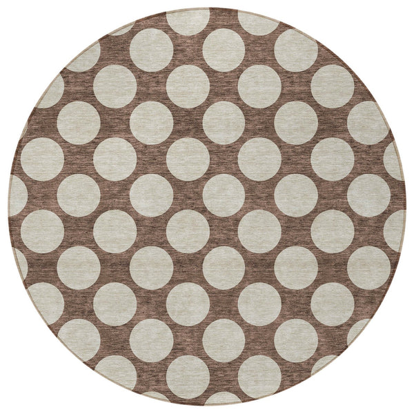 Homeroots 3' Black And Ivory Polka Dot Washable Area Rug For Home, Patio, Porch, And High Traffic Spaces 8' Round Polyester 595213