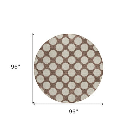 Homeroots 3' Black And Ivory Polka Dot Washable Area Rug For Home, Patio, Porch, And High Traffic Spaces 8' Round Polyester 595213