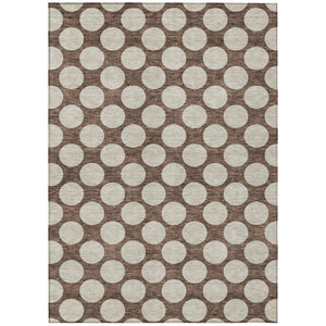 HomeRoots 5' Polka Dot Washable Area Rug - Durable Brown & Beige Design for Indoor & Outdoor Versatility 8' X 10' 595214