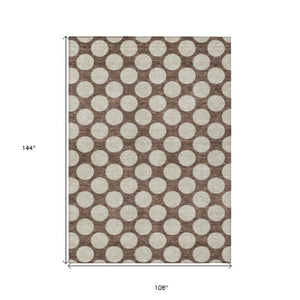 Homeroots 3' Black And Ivory Polka Dot Washable Area Rug For Home, Patio, Porch, And High Traffic Spaces 9' X 12' Polyester 595215