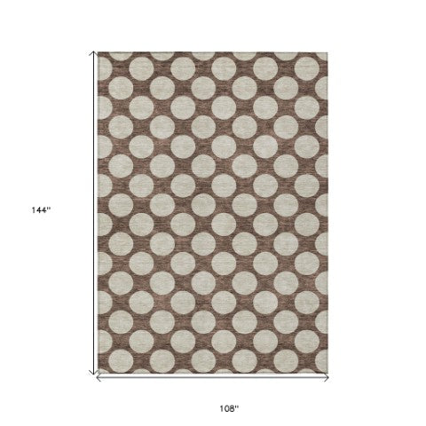 Homeroots 3' Black And Ivory Polka Dot Washable Area Rug For Home, Patio, Porch, And High Traffic Spaces 9' X 12' Polyester 595215