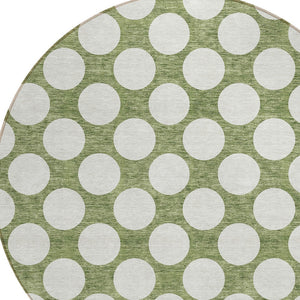 Homeroots 3' Black And Ivory Polka Dot Washable Area Rug For Home, Patio, Porch, And High Traffic Spaces 8' Round Polyester 595219