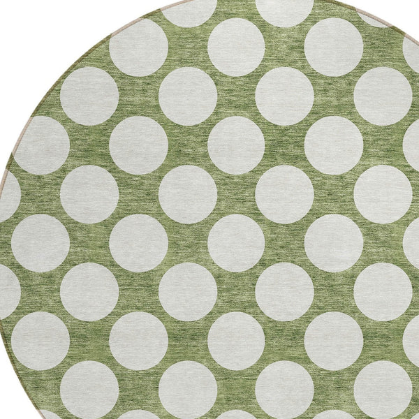 Homeroots 3' Black And Ivory Polka Dot Washable Area Rug For Home, Patio, Porch, And High Traffic Spaces 8' Round Polyester 595219