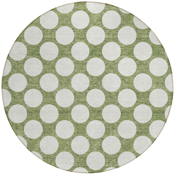 Homeroots 3' Black And Ivory Polka Dot Washable Area Rug For Home, Patio, Porch, And High Traffic Spaces 8' Round Polyester 595219