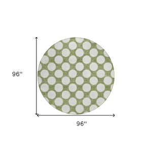 Homeroots 3' Black And Ivory Polka Dot Washable Area Rug For Home, Patio, Porch, And High Traffic Spaces 8' Round Polyester 595219