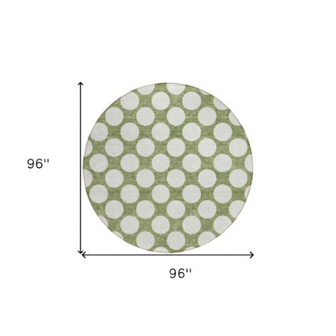 Homeroots 3' Black And Ivory Polka Dot Washable Area Rug For Home, Patio, Porch, And High Traffic Spaces 8' Round Polyester 595219