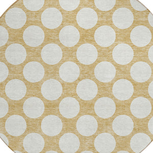 Homeroots 3' Black And Ivory Polka Dot Washable Area Rug For Home, Patio, Porch, And High Traffic Spaces 8' Round Polyester 595225