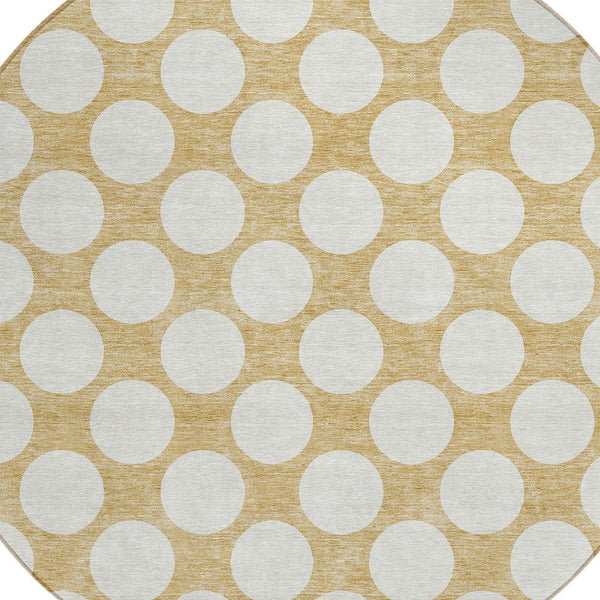 Homeroots 3' Black And Ivory Polka Dot Washable Area Rug For Home, Patio, Porch, And High Traffic Spaces 8' Round Polyester 595225