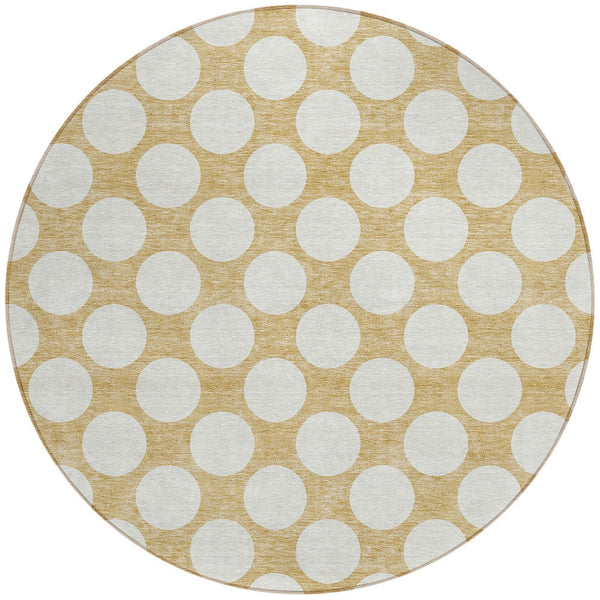 Homeroots 3' Black And Ivory Polka Dot Washable Area Rug For Home, Patio, Porch, And High Traffic Spaces 8' Round Polyester 595225