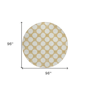 Homeroots 3' Black And Ivory Polka Dot Washable Area Rug For Home, Patio, Porch, And High Traffic Spaces 8' Round Polyester 595225