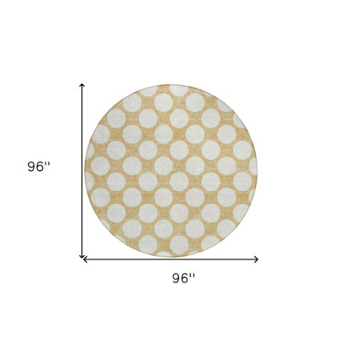 Homeroots 3' Black And Ivory Polka Dot Washable Area Rug For Home, Patio, Porch, And High Traffic Spaces 8' Round Polyester 595225