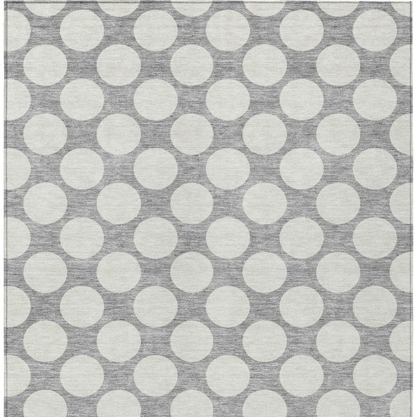Homeroots 3' Black And Ivory Polka Dot Washable Area Rug For Home, Patio, Porch, And High Traffic Spaces 3' X 5' Polyester 595229